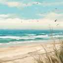Seaside Beach Paint by Numbers Kits 16x20 inch Canvas DIY Oil Painting for Kids, Students, Adults Beginner with Brushes and Acrylic Pigment Beach Scenery Landscape Decor Photo Gift(without Frame)