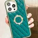 for iPhone 14 Pro Case, Luxury Elegant Leather Phone Case with Glitter Diamond Kickstand Ring Stand for Women Girls,Shockproof Camera Lens Protective Cover for iPhone 14 Pro 6.1"