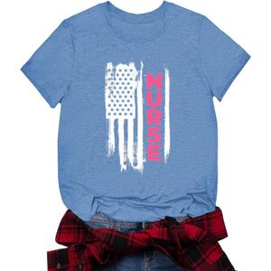 Patriotic Shirts July 4th Shirts for Women American Flag Heart T-Shirts USA Fourth of July Casual Tee Top (XL)