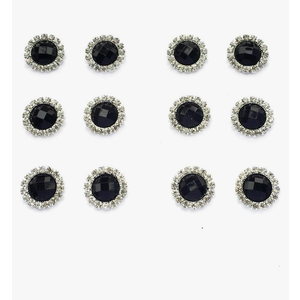 15mm Round Shaped Zircon Rhinestone Earrings Studs Set for Party Wedding Dance Competition Everyday Wear Silver Plated Jewelry 10