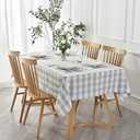 maxmill Rectangle Checkered Tablecloth Waterproof Spillproof Wrinkle Resistant Buffalo Plaid Heavy Weight Table Cloth Gingham Table Cover for Outdoor and Indoor Use, 52 x 70 Inch Grey and White