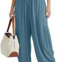 COCOMARTS Womens Linen Wide Leg Palazzo Pants Casual Loose Elastic Drawstring Flowy Pant 2025 Travel Baggy Pocket Harem Pants, Size XS