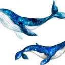 38"W Large Blue Whale Wall Decals Peel and Stick for Nursery Kids Bedroom Decor,Whale Wall Stickers Nursery Cartoon for Girl Bedroom,Humpback Whale Wall Decal,Whale Pictures for Nursery
