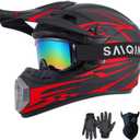SanQing Youth Kids Motorcycle Helmet DOT Approved-Lightweight Full Face Dirt Bike Helmet for ATV Off-Road Motocross Four Wheeler Street Riding Boys Girls, with Gloves,Goggles,Face Shield, Large