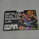 ARTISTRO 24 Metallic Dual-Tip Acrylic Paint Markers for Rock, Canvas, Glass, Wood, & More Fine + Dot Tips