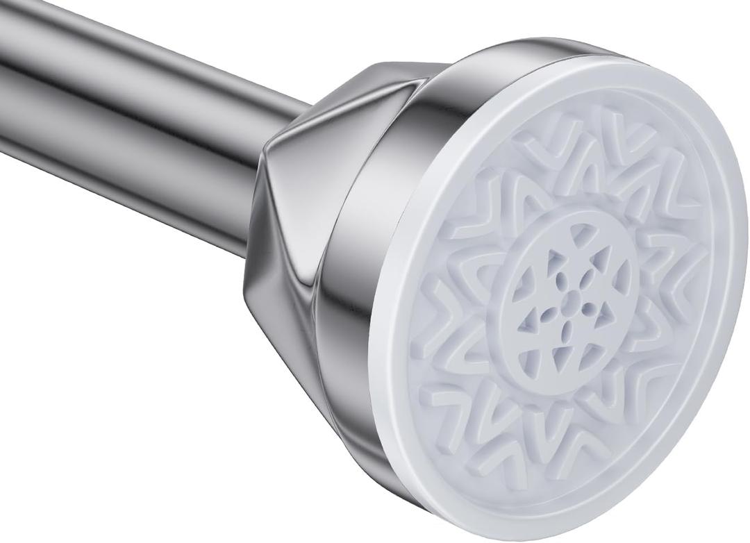 Shower Curtain Rod 27-80 Inches, No Drill Shower Rod Tension, Never Rust Anti-Slip Shower Curtain Rod for Bathroom Window, Adjustable Tension Shower Curtain Rod Silver