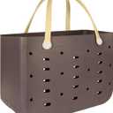 PoVwlty Rubber Beach Bag for Men & Women, Water-resistant Travel Tote Bag for the Beach Boat Pool