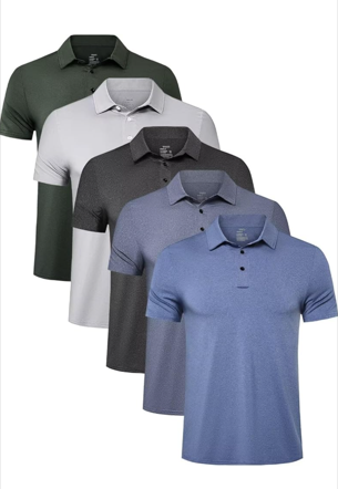 TELALEO 5 Pack Mens Polo Shirts Quick Dry Short Sleeve Golf T Shirt Performance Moisture Wicking Casual Workout XL