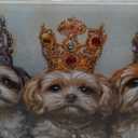 DEMAGNNIE Cute Dog Canvas Wall Art 23"x20" Pet Pictures Wall Decor, Puppy Posters for Kid's Room Wall Decoration, Bathroom Lovely Animal Wall Art, Crowns Decorated with Colorful Acrylic Jewels