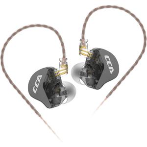 CCA CRA in Ear Monitor, Ultra-Thin Diaphragm Dynamic Driver IEM Earphones, Clear Sound & Deep Bass in Ear Headphones, Wired Gaming Earbuds with 2 Pin Detachable Cable for Singer Musicians Drummers (Black)