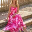 LILLUSORY Women Floral Maxi Summer Dress 2026 Flowy Elegant Spaghetti Strap Long Sundress Beach Vacation Wedding Guest Outfit, XL