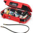 LOFICOPER Travel Safe Lock Box, Waterproof Beach Lock Box, Anti-Theft Personal Security Case with 4 Digit Resetable Code, Removable Chain, Portable Safe for Travel, Home, Office, Keys, Cash, Red