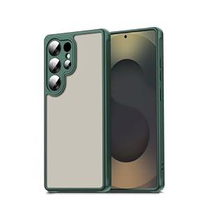 Qiinogow Case for Samsung Galaxy S25 Ultra, Translucent Matte Hard PC Back & Soft TPU Bumper Protective Phone Cover with Dropproof, Anti-Fingerprint, Slim Frosted Case, Green
