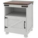 HOMCOM Side Table with Storage, End Table with Open Shelf, Cupboard and Wood Legs, Modern and Farmhouse Style, White