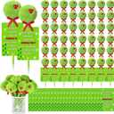 Ctosree Christmas Green Plush Fuzzy Pompom Ballpoint Pens with 6x9cm Pen Insert Cards - Festive Red Gift Bow & 3D Heart Design, Holiday Party Favors Gift Pens for Christmas Classroom Gifts