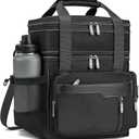 Insulated Lunch Box for Men, Double Deck Reusable Lunch Bag for Women, Leakproof Lunch Cooler Durable Waterproof Expandable - Lunchbox for Adult Work, Black,16L