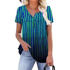 WRRH Women's Summer Short Sleeve Tunic Plus size ladies shirts Floral Blouse Loose Flowy Tops for Leggings M-4XL (M)