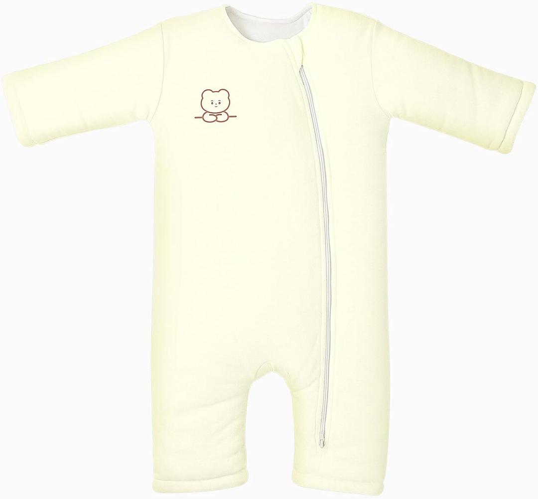 Premium Cotton Baby Sleep Sack with Legs Winter 6-12 Months 2.5 Tog, Ultra Soft Wearable Blanket Sleeping Bag Sack Easy Diaper Changing, Transitional Blanket Unisex Newborn Infant Babies Girls Boys (Cream)