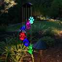 Paw Print Solar Wind Chimes for Outside, Dogs Cat Pet Pawprint Remembrance Wind Chimes,Waterproof Color Changing Solar Hanging Lights,Sympathy Gift for Pet Lover,Balcony,Patio,Yard Decor