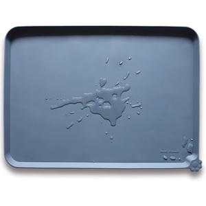 Hoki Found X-Large Silicone Non Slip Pet Dog Cat Bowl Mats - Waterproof Dog Cat Food Mats for Carpet - Gray