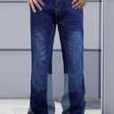 GINGTTO Mens Flared Jeans Stacked High Waisted Bell Bottom Denim Pants for Men Relaxed Fit Vintage Blue 30