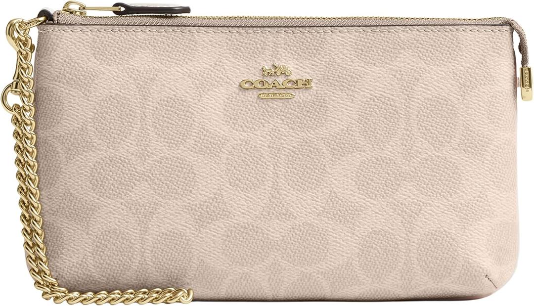 Coach Womens Large Wristlet W Chain (One Size, Sand/Chalk)
