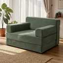 YEPDIN Folding Sofa Bed,Convertible Sofa Bed with Armrest Foldable Sleeper Chair, Portable Folding 4-in-1 Floor Sofa with Convertible Lounge Chair for Living Room,Bedroom,Washable Cover,Green Single, Compact