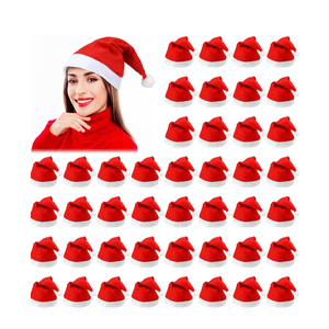 Vicenpal 200 Pieces Christmas Santa Hat Bulk Xmas Claus Santa Hat Nonwoven Fabric Santa Hat for Adults Party Costume Supplies