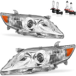 Headlights W/Bulbs for 2010 2011 Toyota Camry 4-Door Sedan Halogen Driver & Passenger Side (Only fits US Version, NOT fit hybrid models)