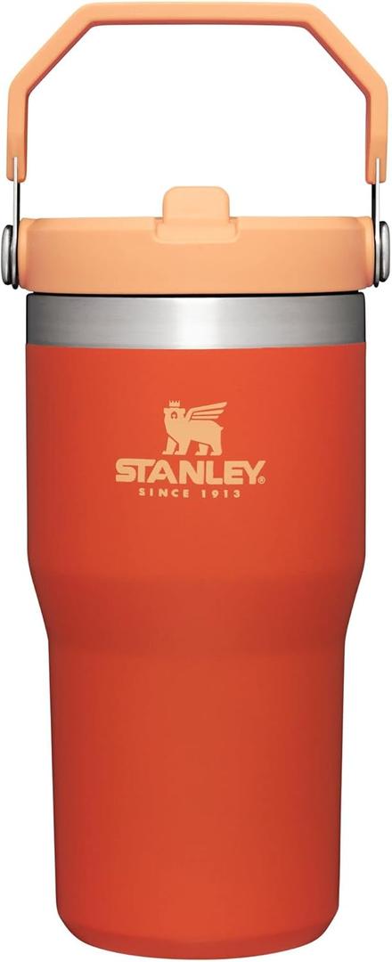 Stanley IceFlow Flip Straw Tumbler with Handle | Twist On Lid and Flip Up Straw | Leak Resistant Water Bottle | Insulated Stainless Steel | BPA-Free (20 Ounces, Tigerlily)