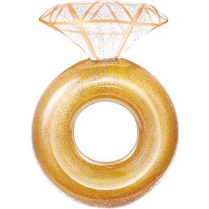 HeySplash Pool Floats, Inflatable Diamond Ring Pool Float, Large Engagement Ring Floatie for Bachelorette Party, Swim Tube River Lake Wedding Bride Stagette Decor Fun Toy Raft for Adults,Silver