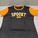 HQP Halloween Teacher Shirts Women Halloweentown Tee Shirt Ghost Reading T-Shirt Spooky Season Halloween Graphic V Neck Tops Size L