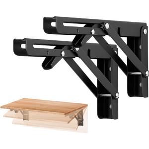 Ravinte 8 Inch Folding Shelf Brackets - Matte Black Collapsible Heavy Duty Brackets for Table Bench - Space Saving, 2 Pack Ravinte 8 Inch Folding Shelf Brackets - Matte Black Collapsible Heavy Duty Brackets for Table Bench - Space Saving, 2 Pack
