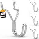 ELEAD 45-Piece Pegboard Hooks J-Hook, Silver J Hooks for Pegboard, Fits 1/8 & 3/16 Pegboards, Heavy Duty Peg Board Hooks for Hanging Keys, Retail Items & Small Tools