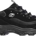 Skechers Sport Women's D'Lites Memory Foam Lace-up Sneaker, Black, 6 W US