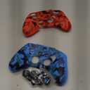 [2 Pack] Jusy Compatible with Xbox Series X/S Controller Soft Silicone Cover Skin, Sweat-Proof Dust-Proof Anti-Slip Case Cover Protective Accessories Set, with 10 Thumb Grips (Red+Blue)