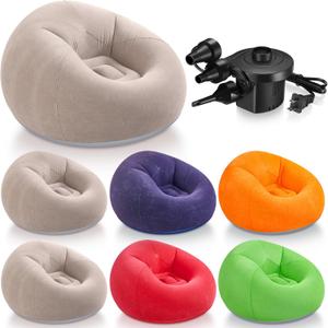 Realspring 6 Pcs Inflatable Bean Bag Chairs for Adults with Electric Air Pump, Blow up Couch Folding Portable Inflatable Couch Lazy Sofa for Outdoor Movie Nights Camping Room (Colorful)