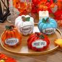 Bucherry Set of 4 Thanksgiving Pumpkins Fall Table Decor for Home Table Centerpieces, Harvest Autumn Resin Pumpkin Figurines Indoor Tabletop Centerpieces Decorative for Dining Room Shelf Decoration