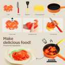 GILOBABY Play Kitchen Accessories, Play Food Sets for Kids Kitchen Playset with Pots and Pans Set, Cooking Utensils, Preschool Learning Education Toys for Toddlers, Birthday Gifts for Girls (Red)