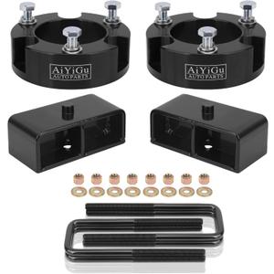 3 Inches Front & 2 Inches Rear Leveling Lift Kit Compatible with 2005-2023 Toyota Tacoma 2WD 4WD, 3'' Front Struct Spacers & 2'' Rear Leveling Lift Blocks Kit with Extended Square U-Bolts