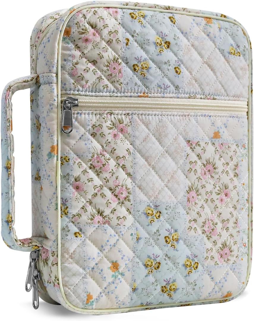 Bible Cover Case for Women,Large Bible Tote Bags Organizer Quilted Carrying Case for Girls,Bible Study Supplies Accessories Christian Gifts for Women Coloful L