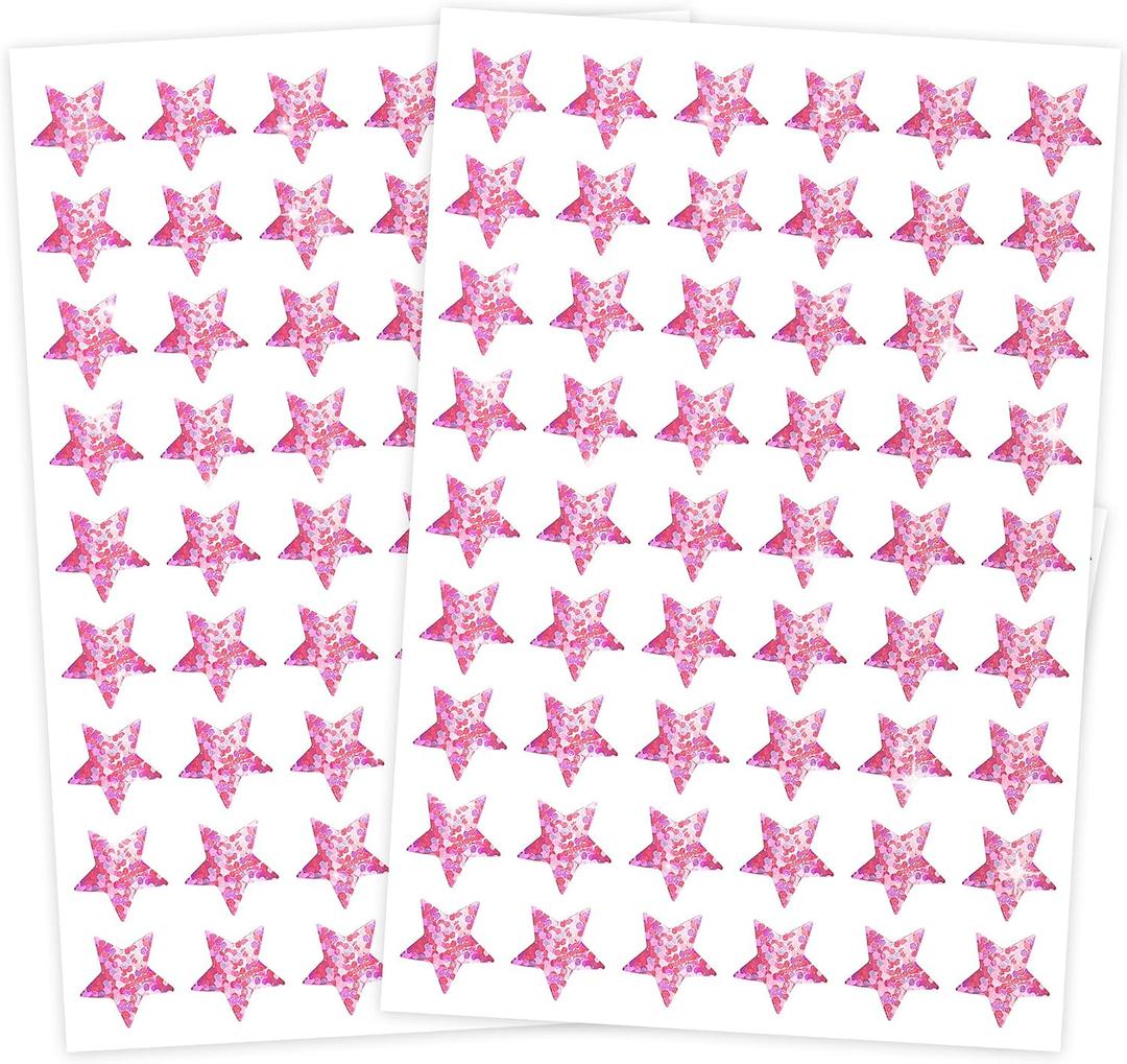 Star Stickers,Holographic Pink Star Stickers for Kids Reward,1620 Pack Pink Color 0.6" Sparkly Glitter Foil Small Mini Stars Sticker Teacher Supplies, Behavior Chart,Classroom Student School Planner