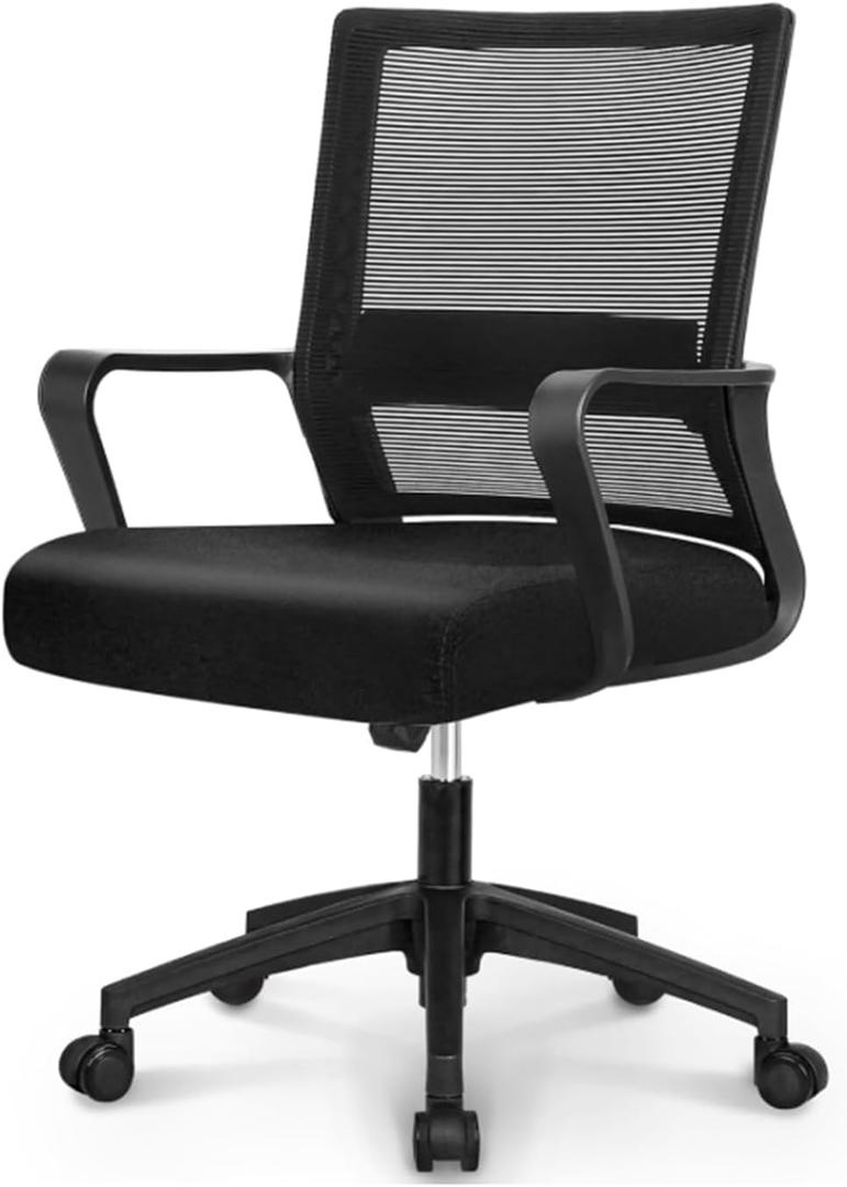 NEO CHAIR Office Computer Desk Chair Mid-Back Mesh Wide Seat, All Black, 23 inches x 20 inches x 40 inches