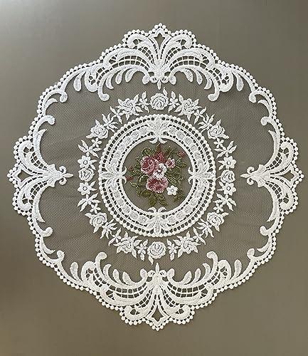 4 Pieces Retro Lace Placemats, Embroidered Cup Mats Table Mats, French Crochet Doilies, White
