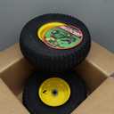 USCaster 15x6.00-6nhs Lawn Mower Tires (2 Pack), Replacement Riding Lawn Mower Front Tires - With 3" Centered Hub and 3/ 4" Bushings, Extra 5/ 8" Bushings(Yellow)