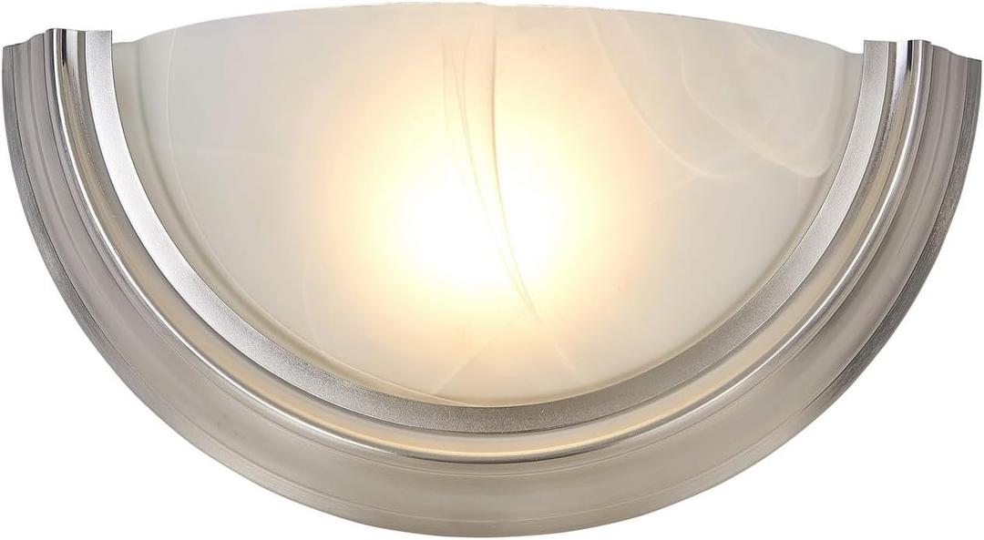 14 inch LED Wall Sconce, Half Moon Indoor Wall Light with Glass Shade, 3000K Warm White, Support Dimming, Modern Bathroom Vanity Light Fixtures for Bedroom, Living Room, Hallway, Stairwell