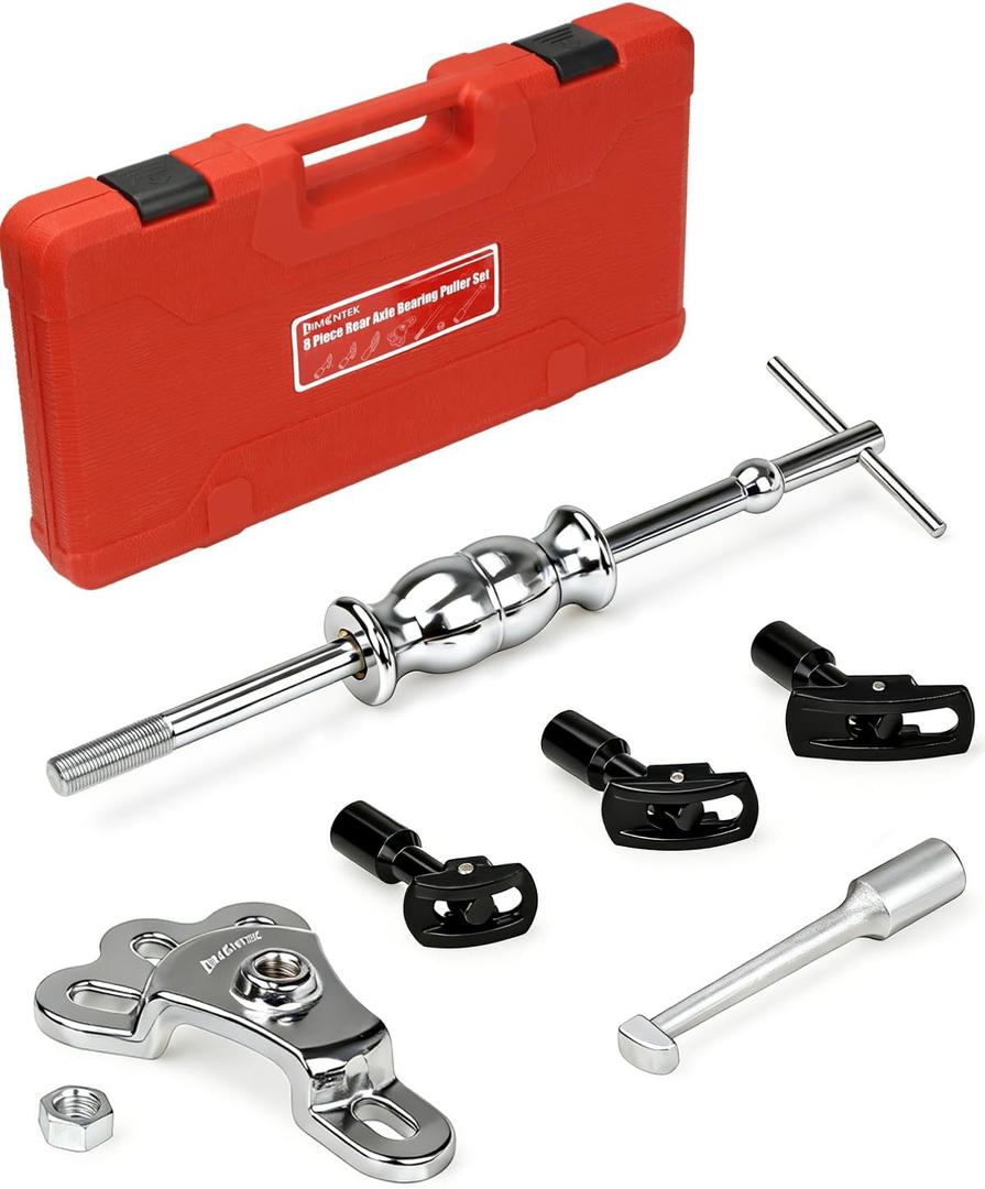 8 Piece Slide Hammer Puller and Rear Axle Bearing Removal Tool, Axle Seal and Bearing Remover Set with Slide Hammer Yoke and 3 Rear Axle Puller Adapters