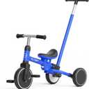 XJD Toddler Tricycle for 1-3 Year Olds, 5-in-1 Toddler Balance Bike, Adjustable Push Handle, Adjustable Seat & Removable Pedal, Birthday Gift Toy for Boys and Girls(Blue)