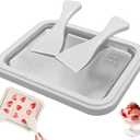Rolled Ice Cream Maker Kit, At-Home Instant Freeze Plate with 2 Scrapers, 9×7 inch, DIY Stainless Steel 304 Homemade Iced Tray, Fun Family Activity (white)