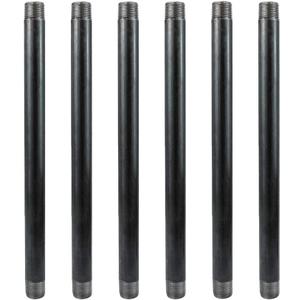 GeilSpace 6 Pack 1/2"  14" Heavy Duty Pre-Cut Grey Metal Pipe, Industrial Steel Fits Standard Half Inch Threaded Pipes and Fittings - Vintage DIY Industrial Shelving (1/2"  14", Grey) (Gray)